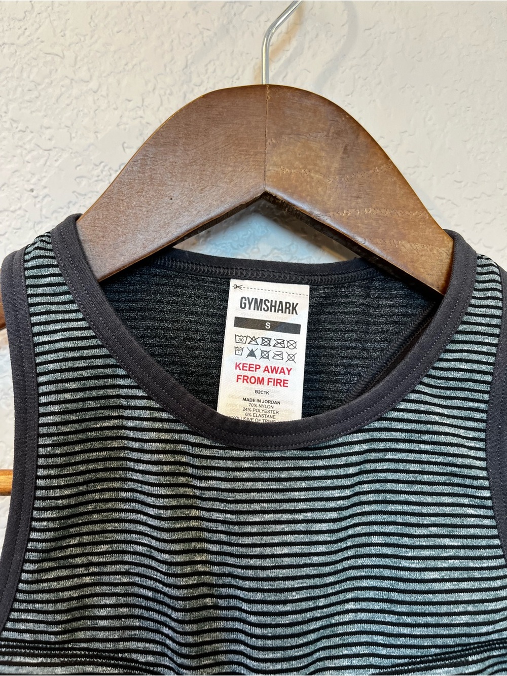 Gymshark Black and Gray Striped Training Tank